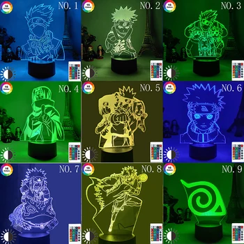Hokage, Naruto Pav Usb 3D LED Nakties Šviesos Gaara Palieskite Jutiklio Dekoratyvinis Apšvietimas Berniukai, Vaiko, Vaikams, Dovanų Kakashi Stalo Lempa Lovos