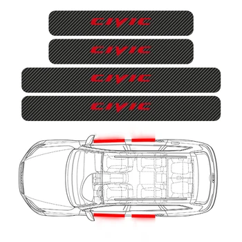 Honda Civic 2016 2017 2018 2019 4Pcs Automobilių stilius Nusitrinti Anti Nulio Anglies Pluošto Durų Slenksčio Ženklelis Lipdukas Automobilių Apdailos