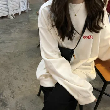 Hoodies Moterų, O-Kaklo Paprasta Korėjos Stiliaus Storesnis, Šiltas Prarasti Ilgomis Rankovėmis Megztinis Studentų Harajuku Streetwear Moterų Atsitiktinis Chic