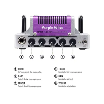 Hotone Nano Palikimas Violetinė Vėjo 5 Vatų Kompaktiškas Gitara Amp Head su 3 Band EQ NLA-2