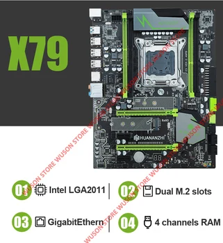 HUANANZHI X79 Pro darbastalio plokštė su DVIGUBA M. 2 NVMe SMA lizdas CPU Intel Xeon 