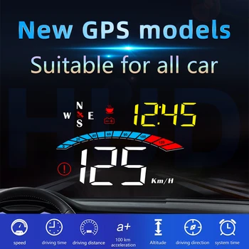 HUD Head Up Display Automobilių GPS Daviklis Skaitmeninis Spidometras M16 priekinio Stiklo Greičio Projektorius, GPS Kompasas Įtampos KM/h, MPH Visiems Automobiliams