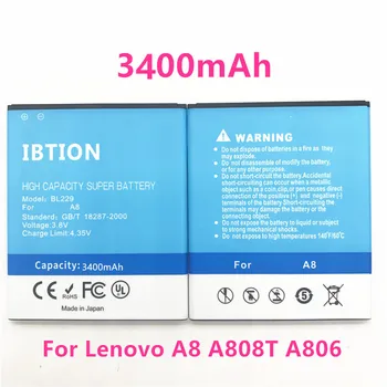 IBTION 3400mAh BL229 Baterija Lenovo A8 A808T A806