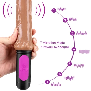 IKOKY Tikroviškas Dildo G Spot Makštį, Išangę Stimuliacija Šildymo Vibratorius Erotiniai 7 Greičio Sekso Žaislas, skirtas Moters Lenkimo Minkštas Didžiulis Penis