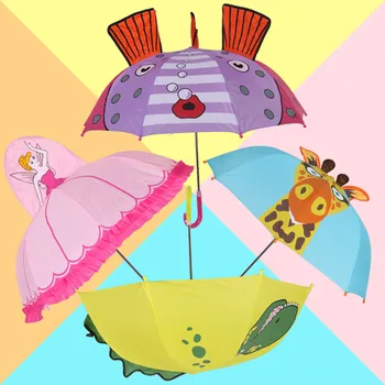 Ilga rankena lietaus, skėtis 3D gyvūnams, vaikams, cartoon spausdinti mielas skėtis berniukas, mergaitė, apsauga nuo saulės, vaiko įrankiai 50RR331