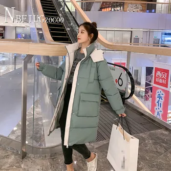 Ilgai Stiliaus Moteris Parkas 2020 Naujų Korėjos Gobtuvu Prarasti Studentų Žiemos Paltai
