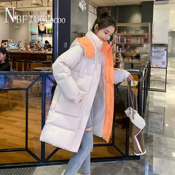 Ilgai Stiliaus Moteris Parkas 2020 Naujų Korėjos Gobtuvu Prarasti Studentų Žiemos Paltai