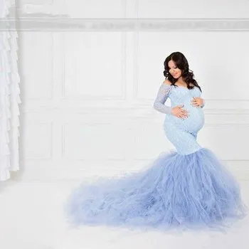 Ilgomis Rankovėmis Motinystės Suknelė Nėrinių Maxi Suknelė Nėščioms Moterims, Drabužiai, Fotografijos Nėštumo Dress Motinystės Suknelės fotosesiją