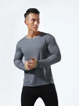Ilgomis rankovėmis sporto marškinėliai, vyriški marškinėliai veikia marškinėliai