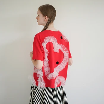 Imakokoni raudona polka dot prarasti didelės apimties originalus Japonų trumparankoviai marškinėliai moterų buvo plonas, vasaros nauji 192649