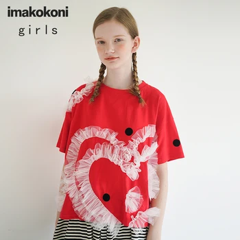 Imakokoni raudona polka dot prarasti didelės apimties originalus Japonų trumparankoviai marškinėliai moterų buvo plonas, vasaros nauji 192649