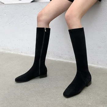 INS KARŠTOS Moterys knee-high batai superfine pluošto viršutinė rudens ir žiemos moteriški ilgi batai Aikštėje Galvos Mados Europos moterų batai