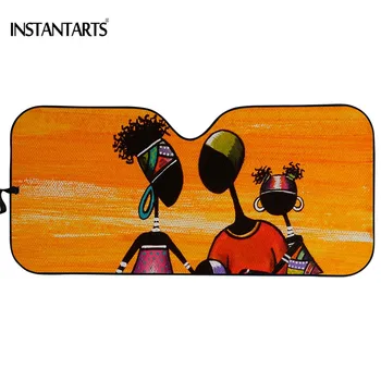 INSTANTARTS Orange Abstrakti Tapyba Afrikos Gyvenimą Afrikos Automobilio Saulės Šešėlis už Lango Girly Automobilių Aksesuarų prekinis, galinis Stiklo skėtį nuo saulės