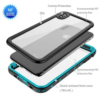 IP68 Vandeniui Telefono dėklas Skirtas iPhone 12 11 Pro Max X XR XS MAX Aišku, Silikono Shell 