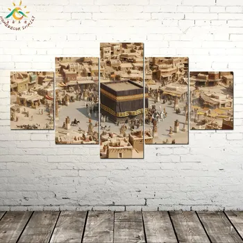 Islamo Stilizuota Senas MEKA Sienos Meno Drobės Įrėminti Spausdinti Tapybos Senovinių Plakatų ir grafikos Sienos Nuotrauka 5 Gabalas Drobė Menas