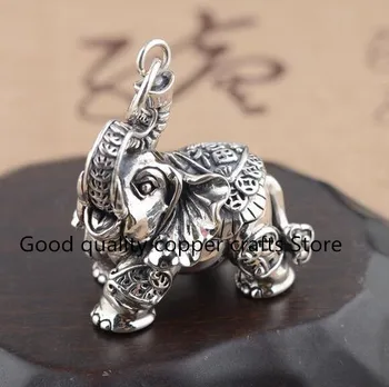 Išskirtinį Tibeto sidabro drožyba dramblys mažas pakabukas