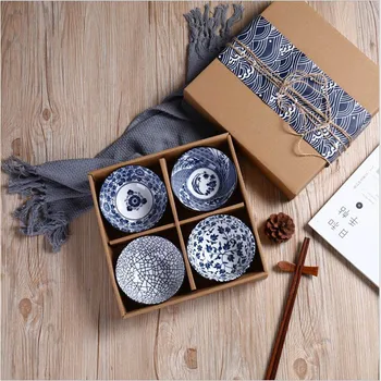 Japonijos dubuo rinkinys mėlynos ir baltos spalvos porcelianinis dubuo keraminiai stalo reikmenys