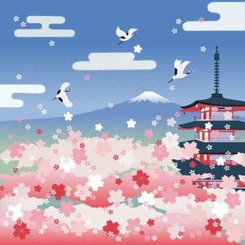Japonijos furoshiki poliesteris / Japonija klasikinis Tradicija Sakura Krano spausdinti 48cm / Daug Naudoja Dovanos