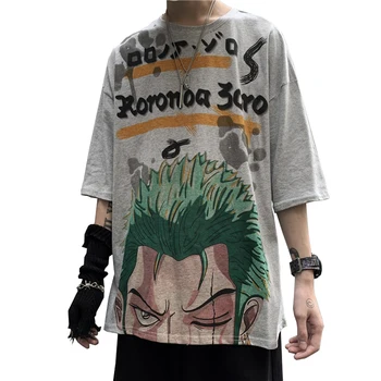 Japonų Anime Juokingas Vienas Gabalas Spausdinti Vyrų marškinėlius Vasaros Harajuku Unisex Trumpas Rankovės marškinėliai Streetwear Plius dydis marškinėliai Tee