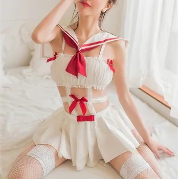 Japonų Mokyklos Mergaičių Cosplay Kostiumas Sailor Super Cute Kačių Mergina Camisole Nustatyti Vienodą Seksualus, Moterų Topai Kačių Ausys, Uodega Kelnaičių Rinkinį