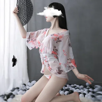 Japonų Stiliaus Miega Haori Chalatas Gėlių Tradicinių Sexy Porno Nakties Skraiste Suknelė Geiša Kimono Yukata Moterų Derliaus Sleepwear