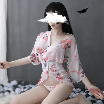 Japonų Stiliaus Miega Haori Chalatas Gėlių Tradicinių Sexy Porno Nakties Skraiste Suknelė Geiša Kimono Yukata Moterų Derliaus Sleepwear