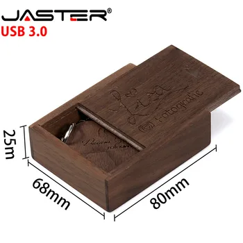JASTER USB 3.0 (nemokamai logotipą) graikinių riešutų medinė širdis + dovanų dėžutė, USB 