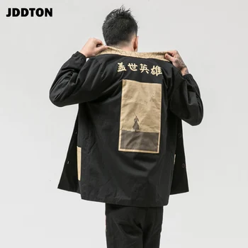 JDDTON Nauja Rudens Žiemos vyriški Švarkai Spausdinimo Retro Outwear Kinų Stiliaus Švarkelis Atsitiktinis Palaidų Mados Paltas JE123