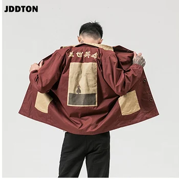 JDDTON Nauja Rudens Žiemos vyriški Švarkai Spausdinimo Retro Outwear Kinų Stiliaus Švarkelis Atsitiktinis Palaidų Mados Paltas JE123