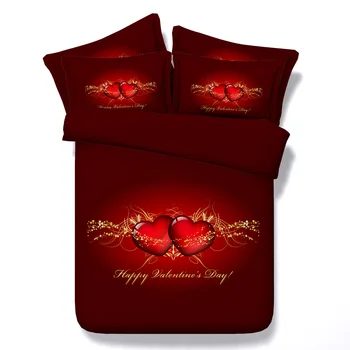 JF-071 patalyne, valentino dieną, patalynės komplektas, dvigulė lova lino super king size antklodžių užvalkalus raudona širdis lakštai