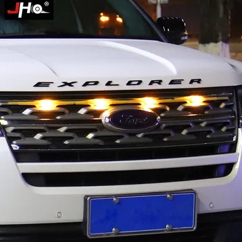 JHO Automobilių Dūmų Priekinės Grotelės LED Šviesos Raptor Stiliaus Lempa Ford Explorer 2016-2019 2017 2018 Tik Sporto Platinum Priedai