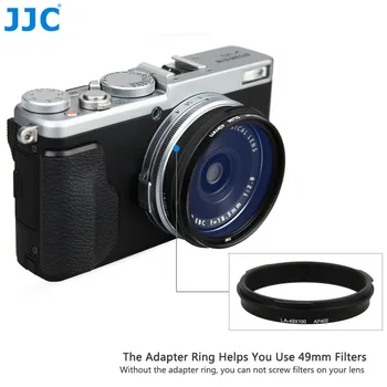 JJC LH-X100 AR-X100 Metalo Objektyvo Gaubtas nuo Saulės Pavėsyje, su 49mm Filtro Adapterio Žiedas, skirtas Fuji Fujifilm X100V X100F X100T X100S X100 X70