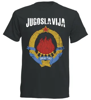 Jugoslavija Jugoslavijos herbas T-Shirt 2019 Futbolininkas Vintage Black Crest Aukštos Kokybės Vyrai Medvilnės Drabužius Varpininkas Marškinėliai