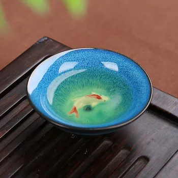 Jun Porceliano žuvų arbatos rinkinys keramikos arbatinukas virdulys keramikos arbatos puodelio žuvies kinijos kung fu arbatos rinkinys drinkware