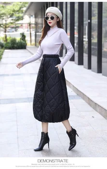 Juoda Žemyn medvilnės plius dydis derliaus pledas aukšto juosmens drabužių rudens-žiemos atsitiktinis palaidų midi moterims moteriški sijonai 2021 sijonas
