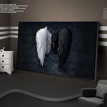 Juodas ir Baltas Angelas Sparnų Nuotrauka Atspausdinta ant Drobės Abstraktaus Meno Sparnai Tapybos Sienos Meno Spaudinius Kambarį Namų Dekoro