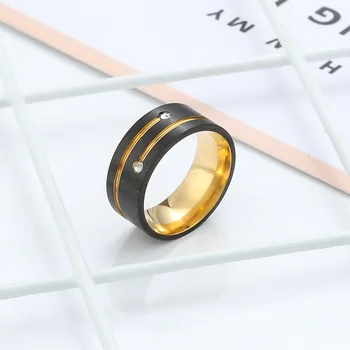 Juodojo aukso nerūdijančio plieno vyrų žiedas iš titano plieno papuošalai didmeninė titano plieno žiedas 2020 m.