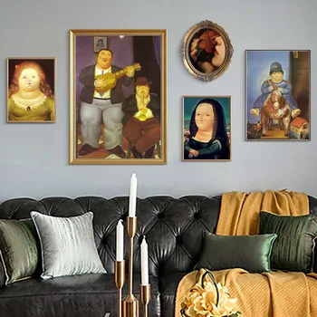Juokinga Riebalų Mona Lisa Drobės Tapybos Klasika Da Vinci Paveikslas Sienos Paveiksl Šiaurės Anotacija Plakatas Kambarį Namų Dekoro