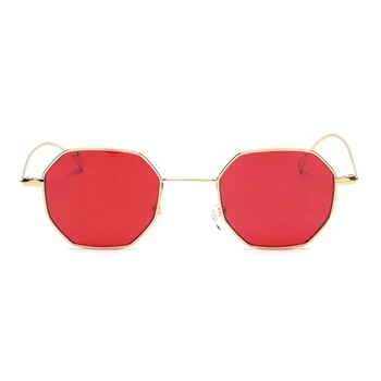 Kachawoo mažas daugiakampio akiniai nuo saulės vyrams 2019 m. vasarą metalo rėmas raudona geltona tonuoti derliaus saulės akiniai, moterims, aksesuarai