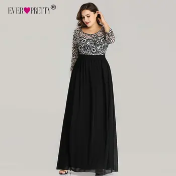 Kada Nors Gana Black Plus Size Vakaro Suknelės Ilgas Elegantiškas Linijos, Nėriniai Ilgos Šifono Rankovės Motina Oblubienicy Suknelė Vakare Chalatai