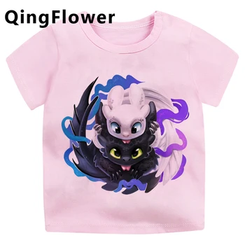 Kaip Mokyti Savo Drakonas Kawaii Vasaros Marškinėlius Berniukų, Mergaičių Toothless Mielas Anime T-shirt Grafikos Vaikų Marškinėliai Vaikams Viršų Tees