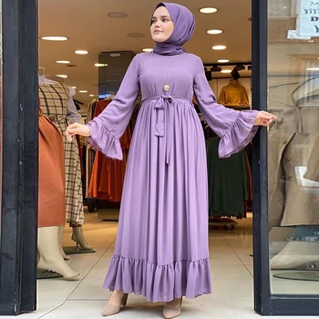 KALENMOS Dubajus Abaja Hijab Musulmonų Suknelė Moterims Raukiniai, Plisuotos Šalies Vestidos Kaftan Islamas Ropa Ramadanas Eid Skraiste Femme Musulmane