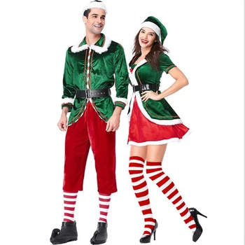 Kalėdų Elf Kostiumas,meilužis Green Velvet, Kalėdos, Kalėdų Senelis, Kalėdų Kostiumas vyrams, moterims, Žalia elf apranga kostiumas