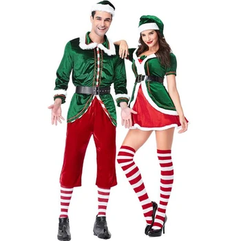 Kalėdų Elf Kostiumas,meilužis Green Velvet, Kalėdos, Kalėdų Senelis, Kalėdų Kostiumas vyrams, moterims, Žalia elf apranga kostiumas