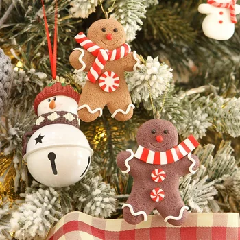 KARŠTO 12Pcss Asorti Molio Statulėlės, Papuošalai Lėlės Gingerman Kabantys Pakabukai Kalėdų Eglutės Ornamentu 7X5cm