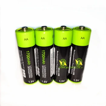 Karšto pardavimo 4pcs/daug ZNTER AA Įkraunamos Baterijos 1,5 V AA 1700mAh USB Įkraunama Ličio Baterija Bateria be Micro USB Kabelio