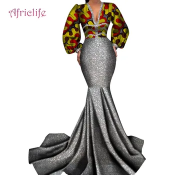 Karšto Pardavimo Moteris Seksuali Suknelė ilgomis Rankovėmis Mados Afrikos Drabužių Medvilnės Medžiagos ir Lady Naujas Stilius Afrikos Suknelės WY4682