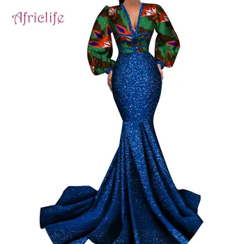 Karšto Pardavimo Moteris Seksuali Suknelė ilgomis Rankovėmis Mados Afrikos Drabužių Medvilnės Medžiagos ir Lady Naujas Stilius Afrikos Suknelės WY4682