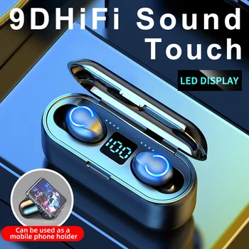 Karšto Parduoti F9 TWS Auriculares Bluetooth 5.0 Belaidžio 9D Hifi Stereo Ausinių Vandeniui Mini Ausines Muzikos Ausines LED Ekranas