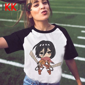 Kawaii Ataka Titan Grafinis T-shirt Moterims, Shingeki No Kyojin Anime Atsitiktinis Marškinėliai Femme Grafinis Marškinėlius Mielas Viršuje Tees Moteris